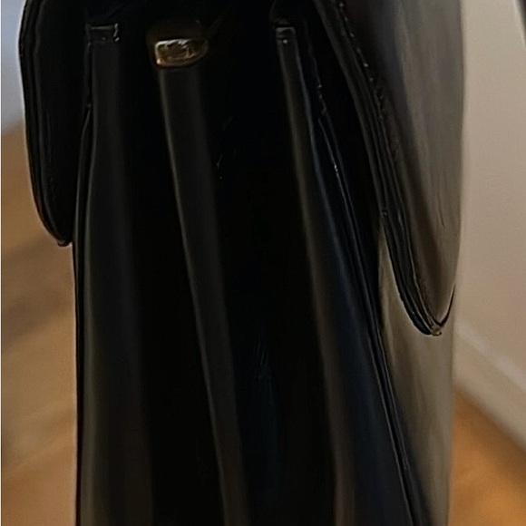 Bienen-Davis Vintage Mid-Century Structured Black Leather Purse Bag One Handle - Picture 7 of 9